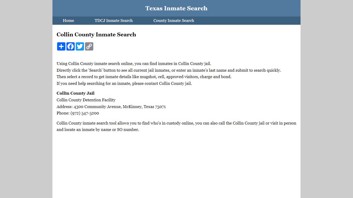 Collin County Inmate Search